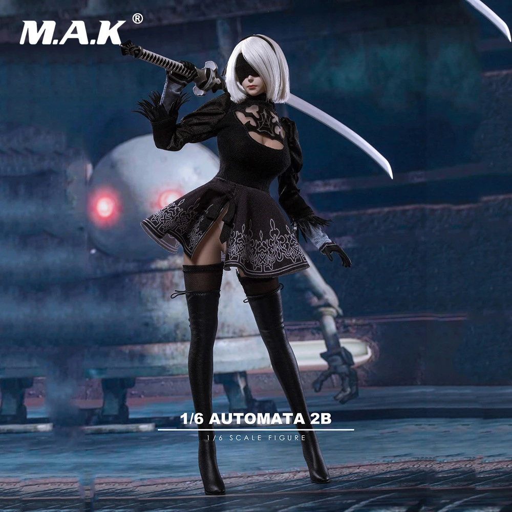 

1/6 Game figure 2B nier automata figure head sculpt clothing set w weapon nier 2 girl figure wish mask Toy Collectible no body