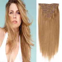 Clip In Human Hair Extensions Color #18 Real Human Hair Full Head Clip In Extensions 70G 7PCS Clip In Brazilian Remy Human Hair