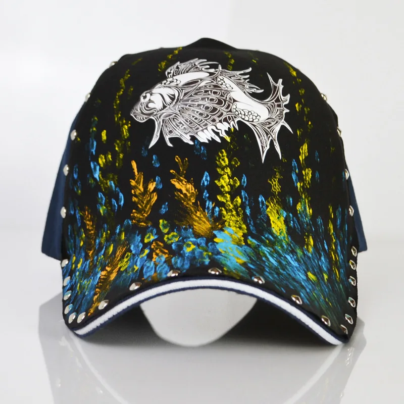 2018 Original Hand Painted Baseball Caps Hip Hop Rivets Painting