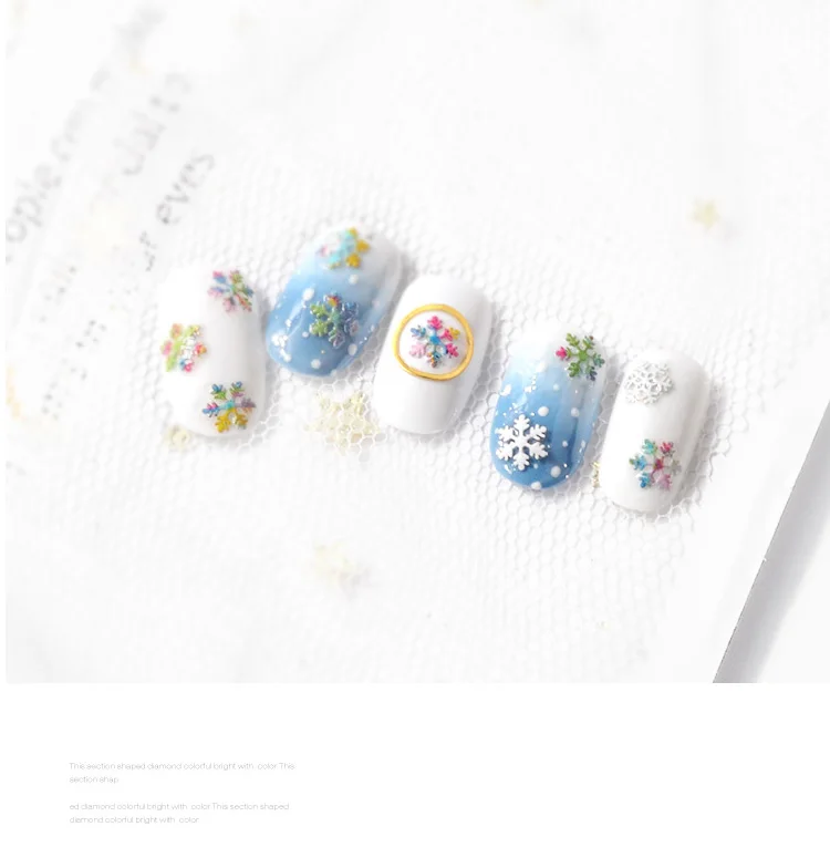 1 коробка Рождественский дизайн ногтей наклейки украшения Смешанные цвета 3D Снежинка дизайн металлический ломтик блестки Маникюр книги аксессуары