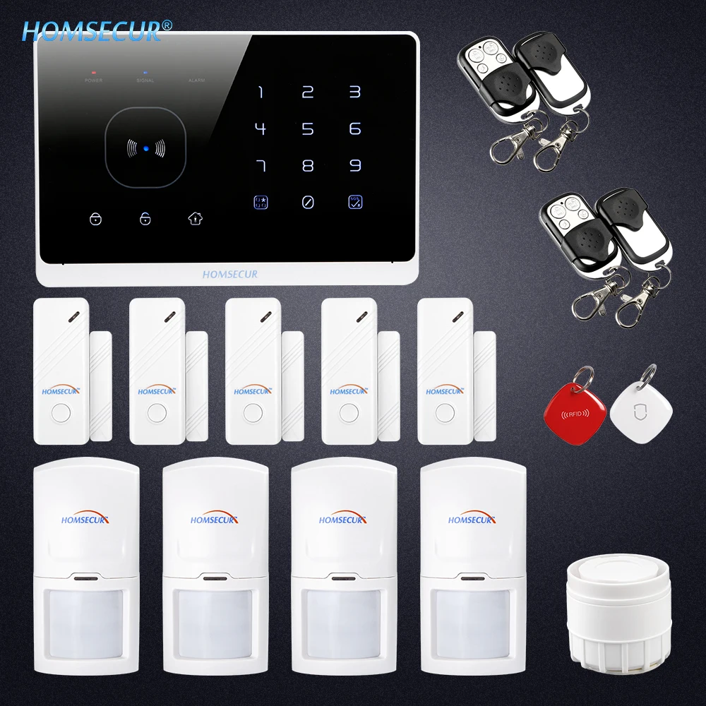 

HOMSECUR Wireless&wired GSM RFID Home House Alarm System With IOS/Android APP