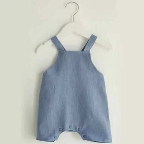 Из хлопка и льна для маленьких девочек ползунки сплошной Цвет чулок Комбинезоны для девочек младенец мальчик комбинезон детская одежда M/L 1 предмет - Цвет: Blue
