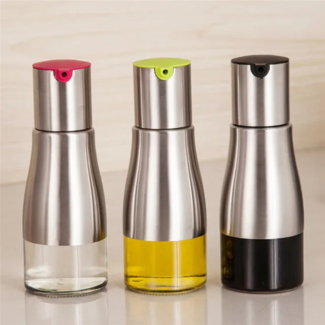 320ml Olive Oil Bottle Soy Sauce Vinegar Seasoning Storage Can 320ml Olive Oil Bottle Soy Sauce Vinegar Seasoning Storage Can Gl Bottom Stainless Steel Body Kitchen