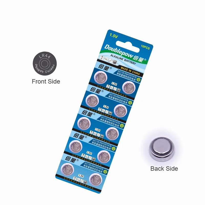 

Quality 10pcs/1 card Doublepow DP-LR44 1.5V Lithium Button Cell Battery Coin AG13.AG76.357.A76 OEM is acceptable