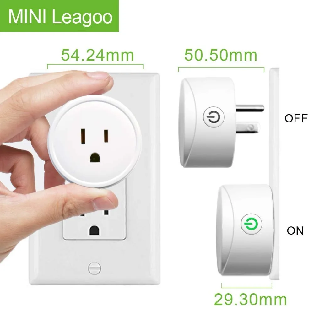 LEAGOO Wi-Fi Smart US Plug 2 пачки приложения Android и iOS адаптер включения и выключения питания 10A AC 120 в 1200 Вт смарт-Разъем дистанционного управления