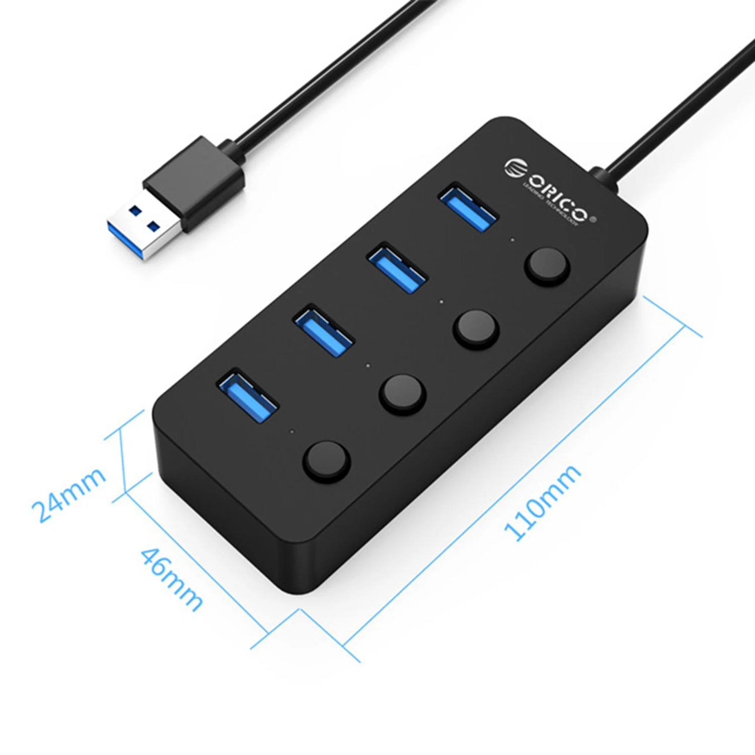 Orico W9Ph4-U3-V1 Bus power ed 4 порта Usb 3,0 концентратор с индивидуальными переключателями питания адаптер и Led для ноутбука/ультрабука/рабочего стола