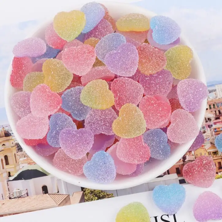 

10pcs/lot Kawaii Resin Heart Shaped Candy Flatback Cabochon For Resin Craft Earring Jewellery DIY Decorative Embellishment