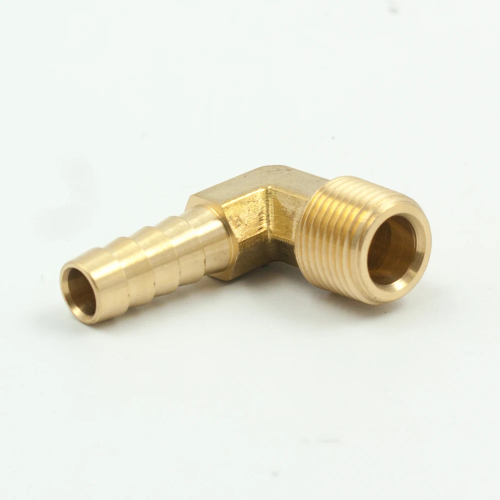 ULTECHNOVO Brass Hose Fitting 90 Degree Elbow Hose Barb 90 Degree L Right Angle Elbow Union Fitting Intersection Split Brass Water Fuel Air 10pcs 