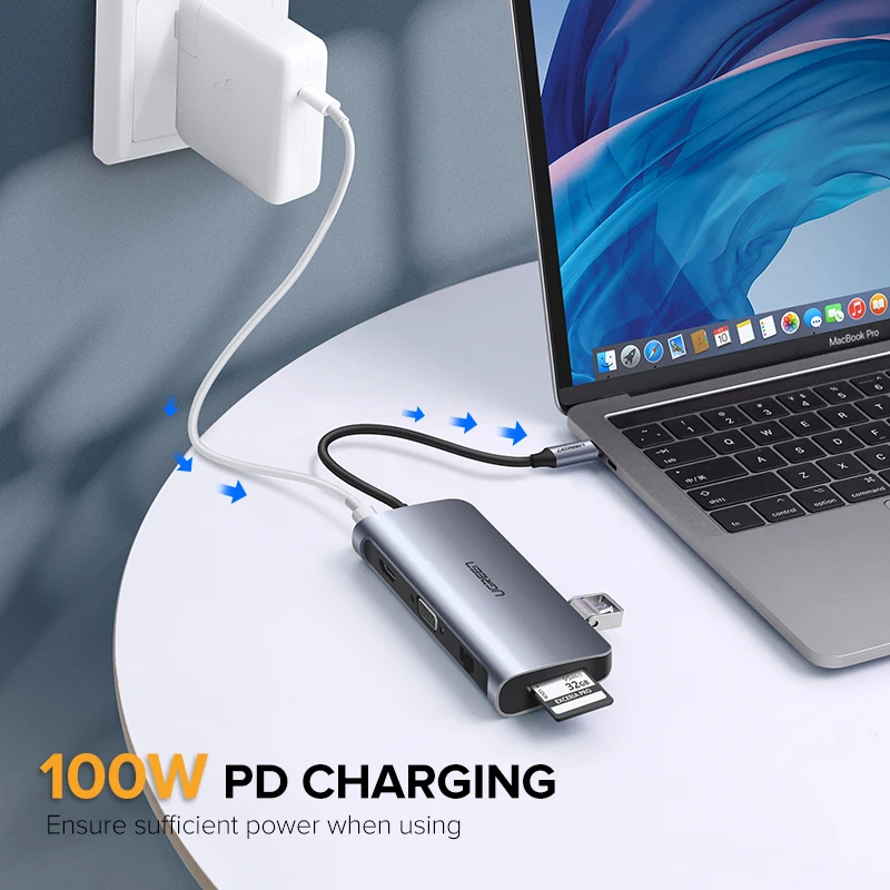 Дешево Ugreen Thunderbolt 3 док станция font b USB b font Type C к HDMI концентратор адаптер для MacBook Samsung Dex Galaxy S10 S9 font b USB b font C конвертер Thunderbolt HDMI
