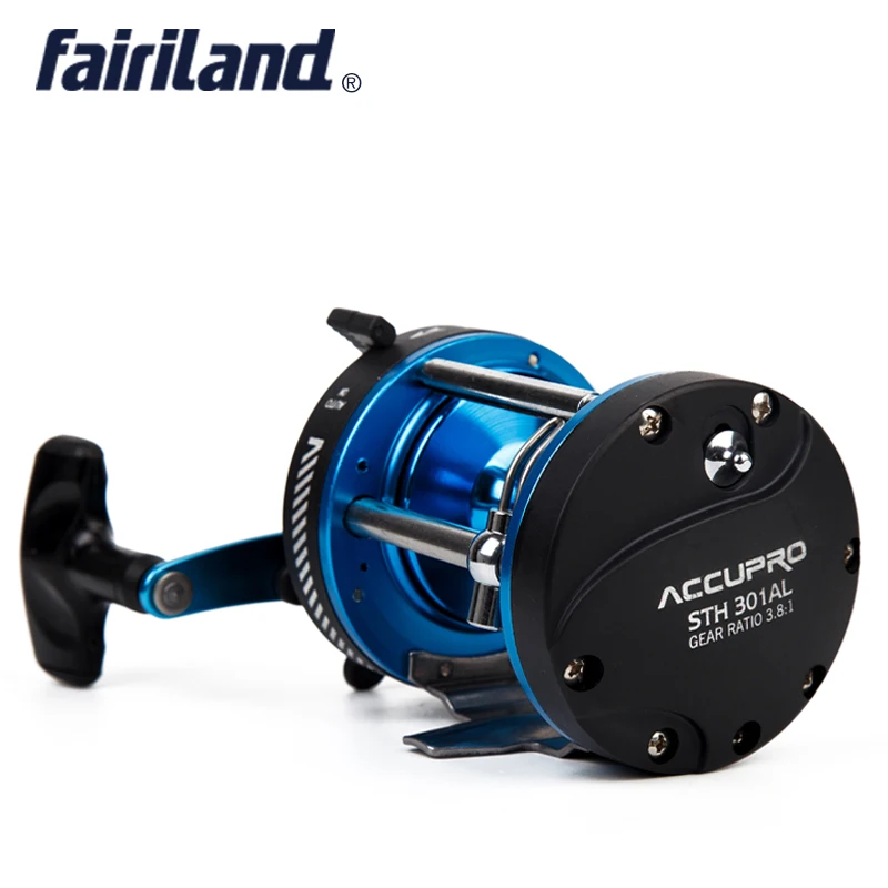 

Fairiland 5BB 3.8:1 Trolling Boat Fishing Reel RIGHT HAND 496g/17.5oz Drum Trolling Reel Two Color Avail casting reels