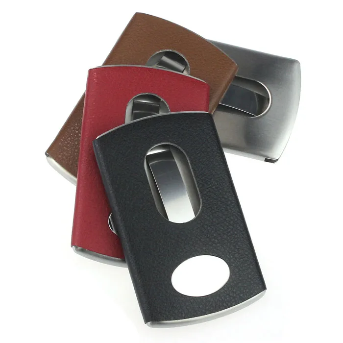 Бренд кожаный бумажник кредитной держатель для Карт RFID Thumb выскользнуть Нержавеющая сталь карман Бизнес кредитной держатель для карт Дело № L5