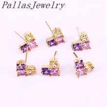 10 пар 10*12 мм, цветной инкрустированный цирконами модные изысканные серьги-шпильки с сердцем