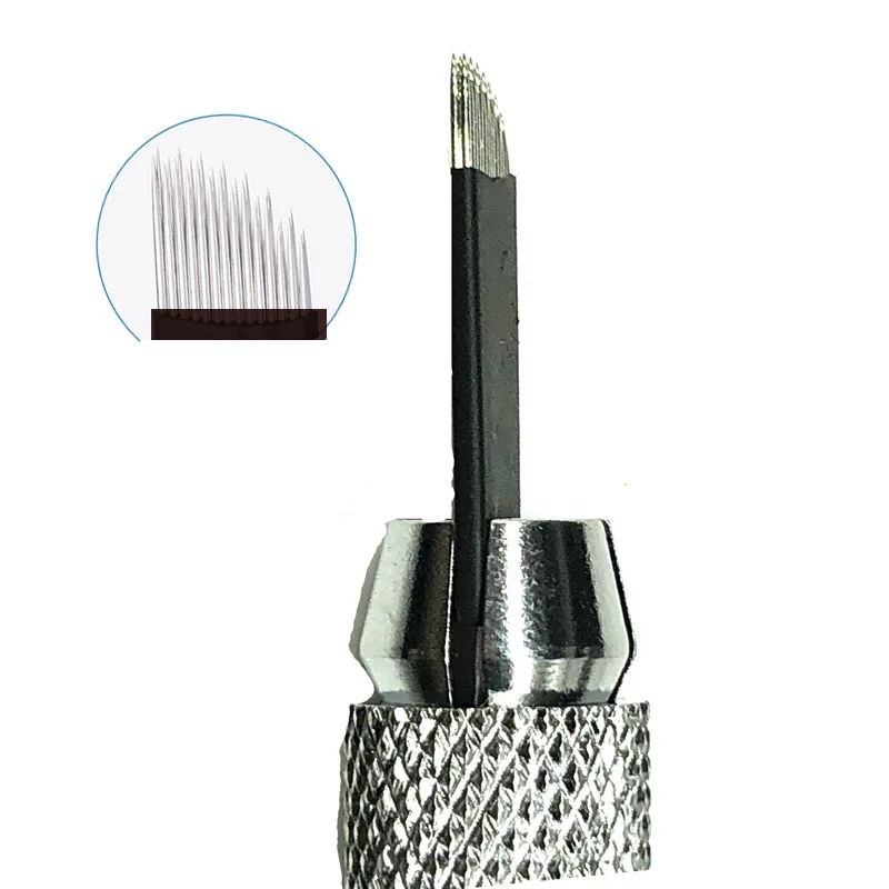 

Double Row 14 Wave 28 Pins Permanet Makeup Needle Fog Eyebrow Needle Semi-Permanent Manual Fog Microblading Tattoo Blade