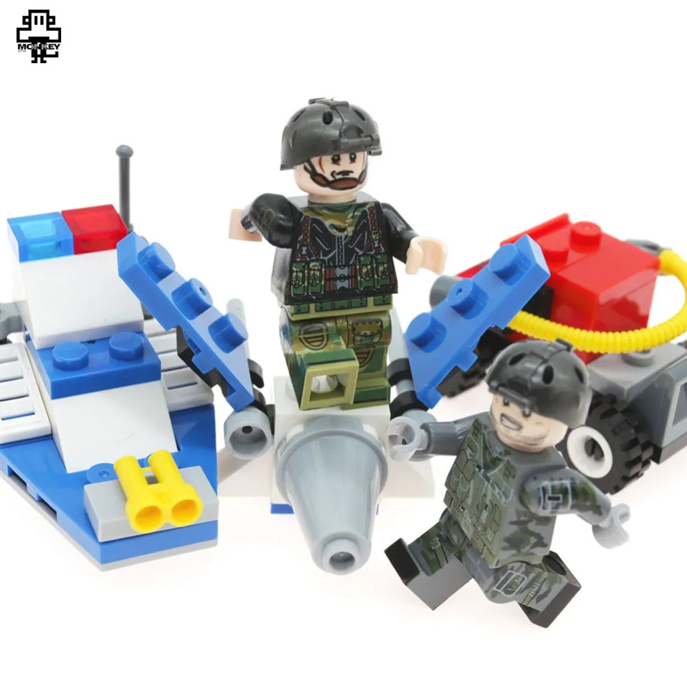 

Hot Building block military vehicle Set Swat WW2 Soldiers Guns Stitch Legoed Military Playmobil original kids toy H