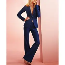 Новый модный тренд женский костюм женский Одноцветный костюм из двух предметов (куртка + брюки) Женский деловой официальный офисный костюм