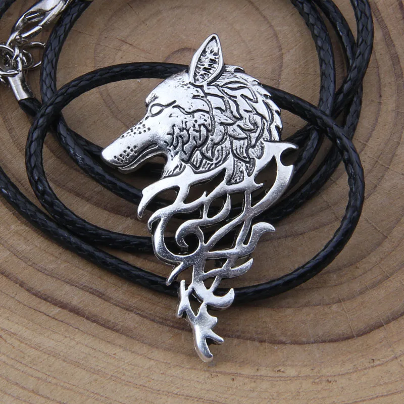 

4 Colors 1pcs Norse Vikings Pendant Necklace Norse Wolf Head Necklace Original Animal Jewelry Wolf Head hange