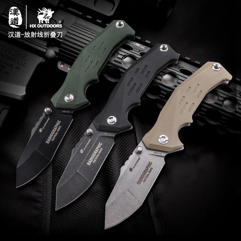 

HX DOTDOORS Radiation tactical folding knife camping survival multi-function knife, outdoor survival high sharp EDC knife