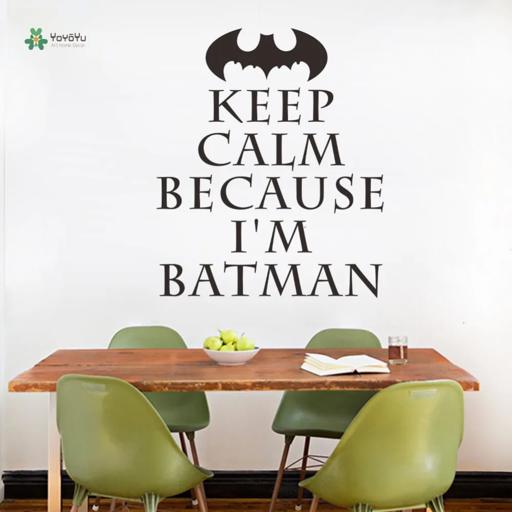 

YOYOYU Wall Decal Vinyl Living Room Wall Sticker Keep Calm Batman Removable Quote Decor Kids Home Repetable Poster YO146
