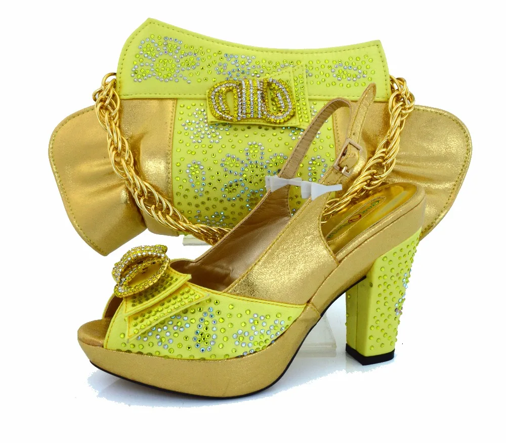 4 inches yellow shoes matching handbag evening clutches bag SB8048