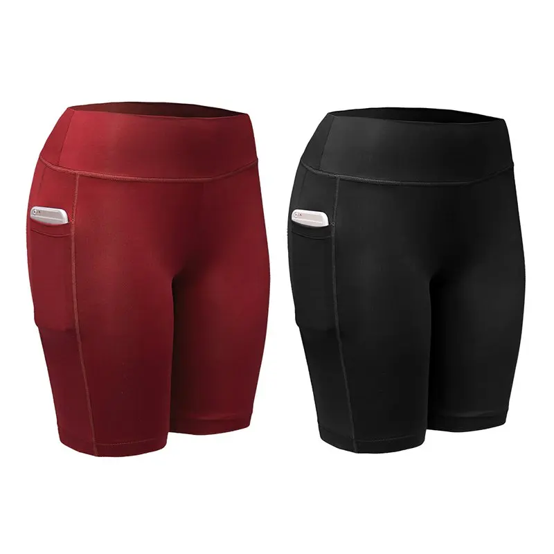 Quick Dry Women Compression Shorts Elastic Running Fitness Gym Shorts Feminino Fitness Workout Shorts with Pocket HX02