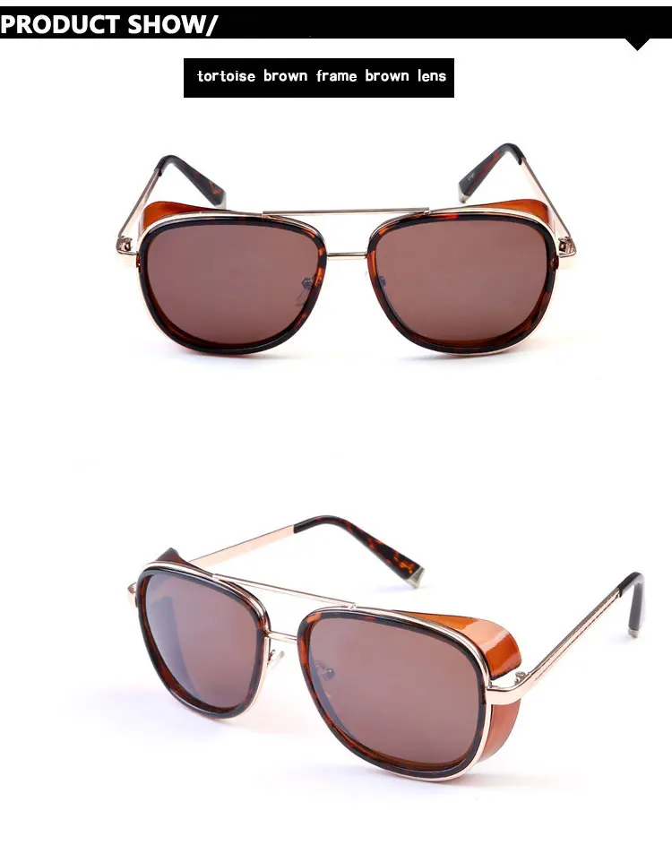 LIKEU'S Железный Человек классические мужские солнцезащитные очки в стиле стимпанк и горе Для мужчин зеркальный дизайнерский бренд очки Винтаж солнцезащитные очки оттенки UV400