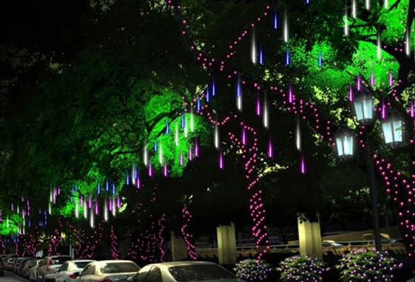 8 pcs/lot 80 cm DIY LED Meteor Shower Rain Tabung Lampu Luar Landscape Lighting Garlands 1 Tabung 96 Pohon Jalan lampu pernikahan