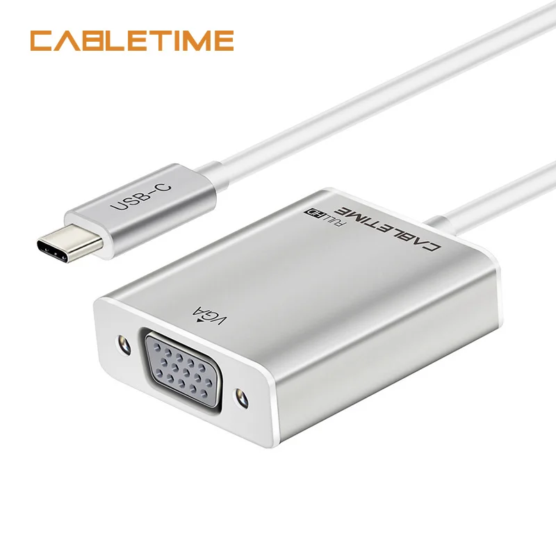 Cabletime USB Type C VGA Adapter Type C Cable to VGA Converter USB C 3.1 Converter For Macbook Chromebook Pixel Dell Lumia N127