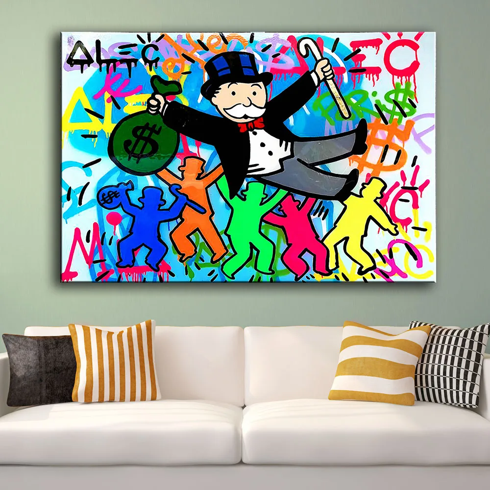 abstract modern art hand painted pop art on canvas graffiti street art