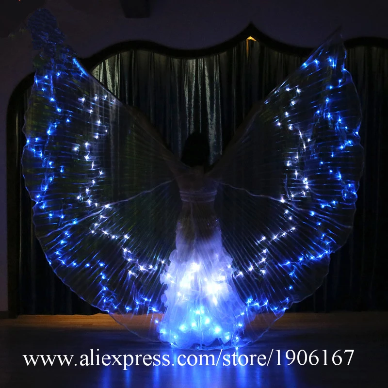 Ballroom dance women stage wears led costumes colorful light bellydance cloak led butterfly wings show dress rave outfits dj11