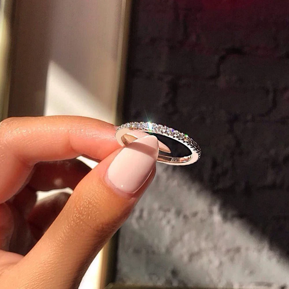 

Hot Couple Ring Women Single Row Drill Ring Rose Gold Rings Fashion Engagement Zircon Ring Bijoux Ladies Lover Wedding Jewelry