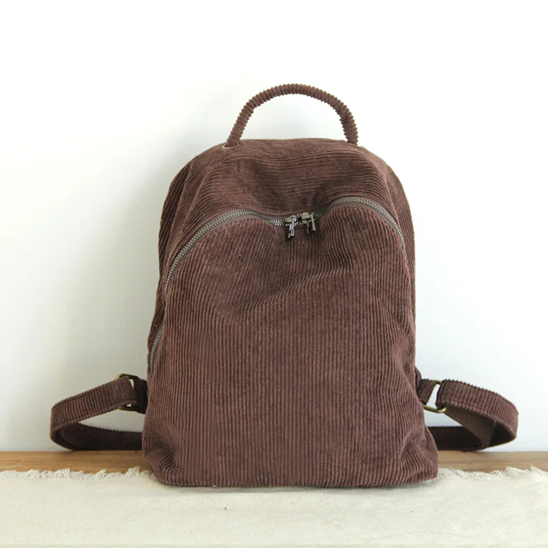 

women Corduroy backpack girl cloth school bags casual vintage backpacks ladies handmade bags all match little bags