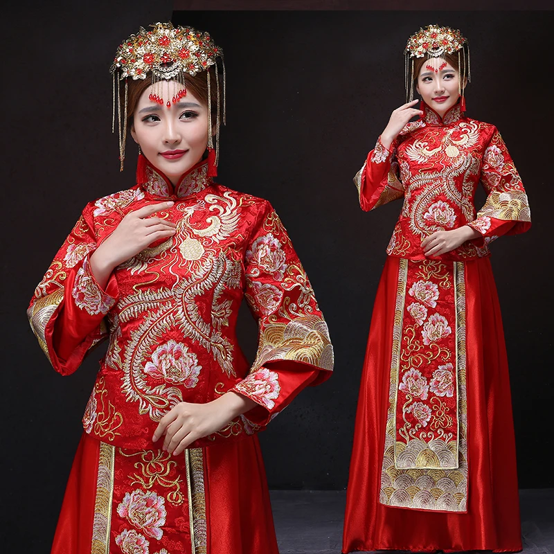 Китайское винтажное красное вечернее платье cheongsam в китайском стиле, одежда для шоу, свадебное платье невесты, платье дракона, кимоно, наряд