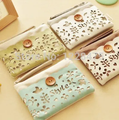 

1pcs/lot Korea Novelty Vintage Sweet hollow out flowers coin bag cute wallet key bags