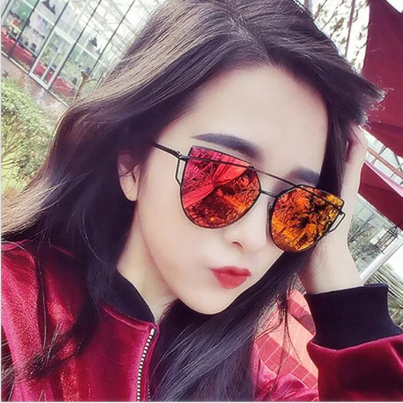 2019 Brand Design New Women Sunglasses Retro Trend Colorful Reflective Outdoor Driving Sunglasses Female Retro Mirror UV400