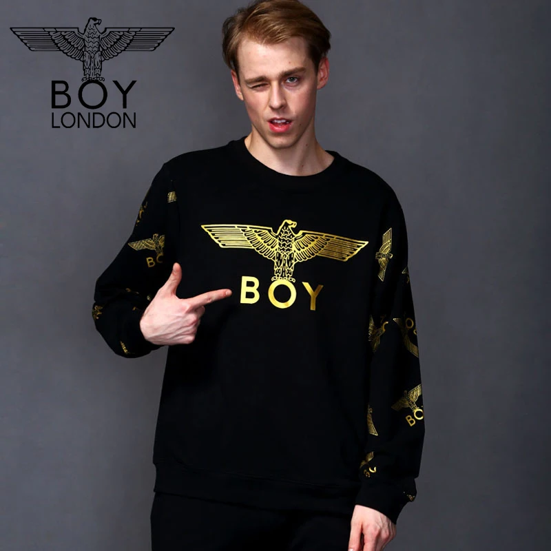 BOY LONDON Busana Kaus Pria Kapas Kasual Lengan Panjang Hoodies Moletom