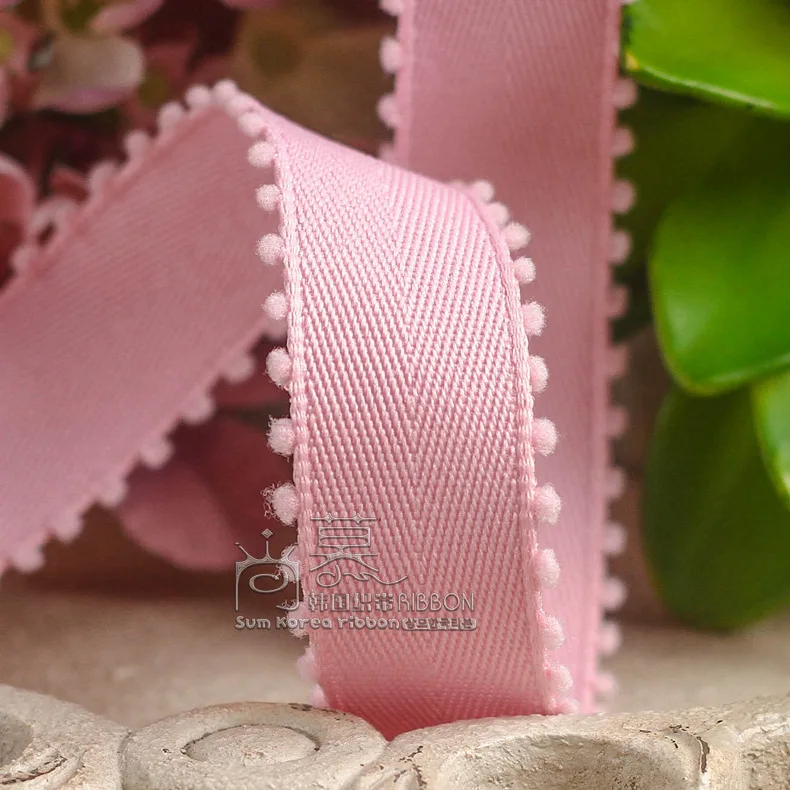 50/100yards 10/16/25/38mm velvet picot edge polyester cotton chevron korean ribbon for hair bow diy accessories bouquet packing - Цвет: light pink