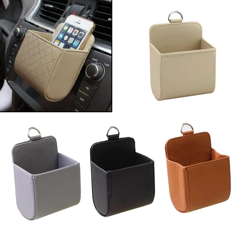 PU Leather Car Outlet Air Auto Vent Trash Box Auto Mobile Phone Holder Storage Organizer Car Storage Bag PU Leather Car Outlet Air Auto Vent Trash Box Auto Mobile Phone Holder Storage Organizer Car Storage Bag