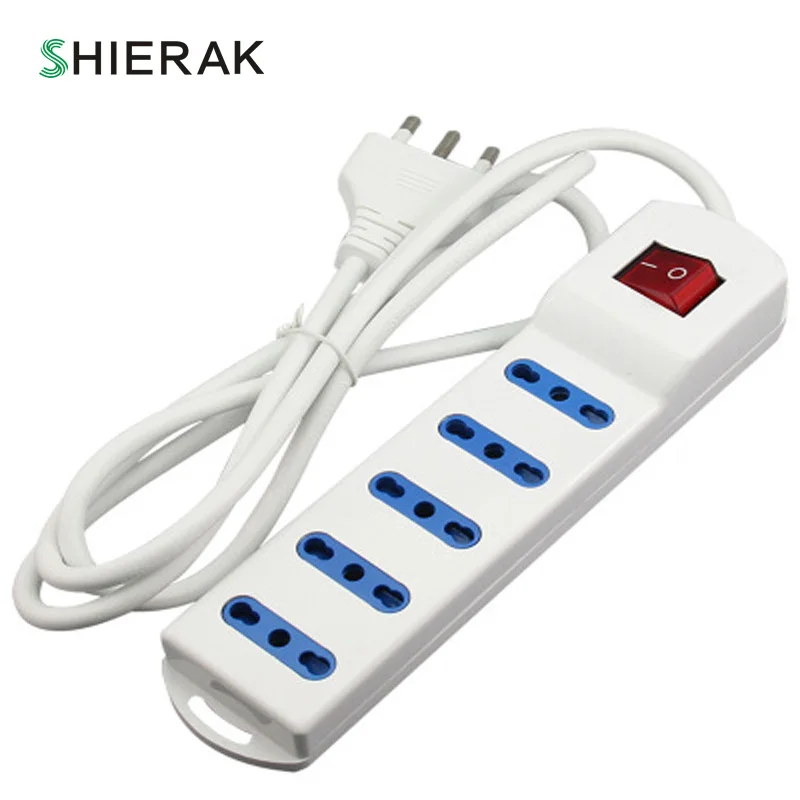 

SHIERAK White Italy Standard Power Strip With The Main Switch Socket Italy Five-position Outlet Terminal Block Adapter