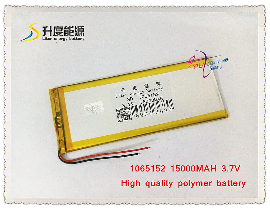 3,7 V 15000 mAH SD 1065152 (полимерный литий-ионный/литий-ионный аккумулятор) для планшетных ПК, сотового телефона, банка питания