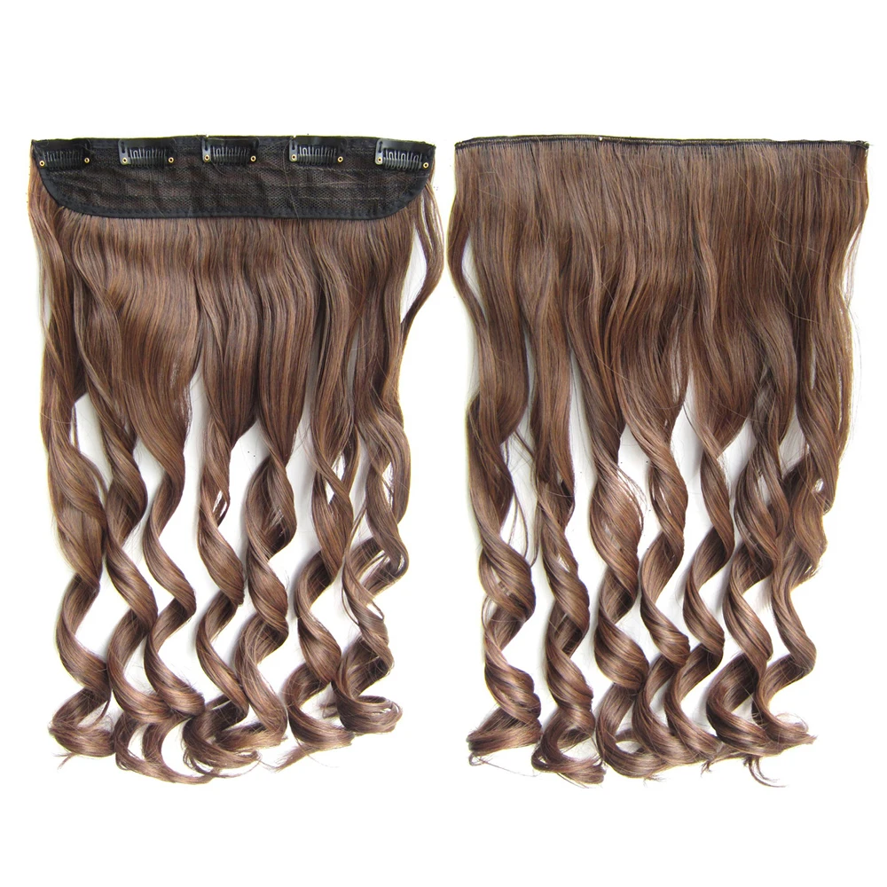 

TOPREETY Heat Resistant Synthetic Hair 100gr 22" 55cm Curly 5 clips on clip in Hair Extension MIC-888