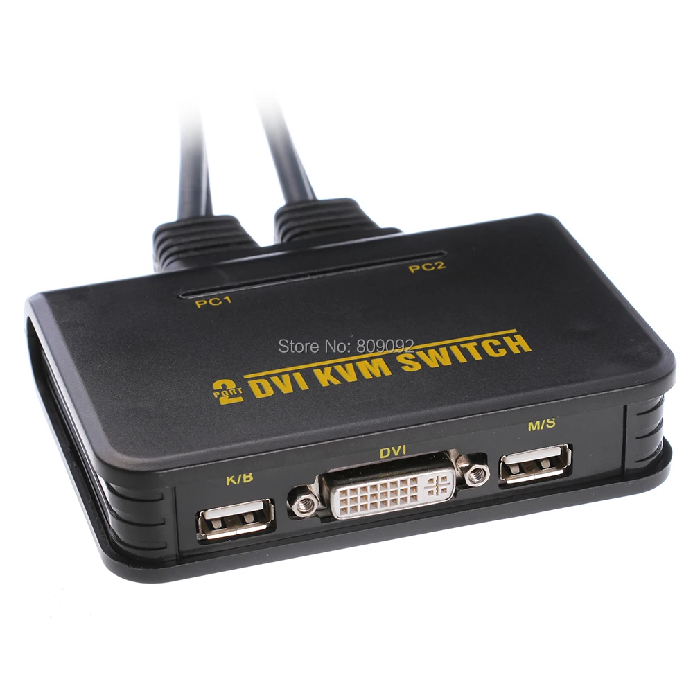 Professional USB DVI Switch 2-Port usb kvm switch Audio Video With Cable For PC Keyboard Mouse Dual Monitor