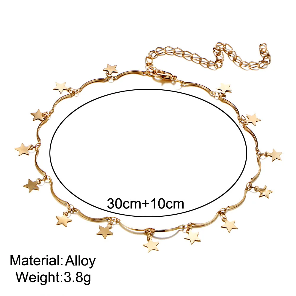 

M MISM Choker Necklace Fashion Korean Style Gold/Silver Color Stars Pendants Women Metal Chain Kolye Bling Bling Collier Femme