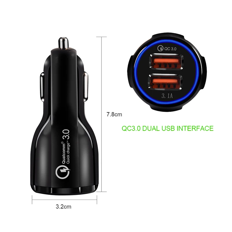 Быстрая зарядка QC 3 0 USB Автомобильное зарядное устройство для Мобильный телефон