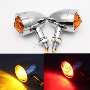 

1pair Motorcycle Aluminium Retro LED Turn Signal Light Vintage Indicator Amber Lamp Universal for Harley Cafe Racer Honda Yamaha