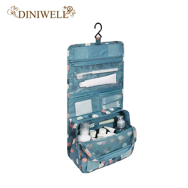 DINIWELL Unisex Blue Print Hanging Toiletry Clear Travel Storage BAG