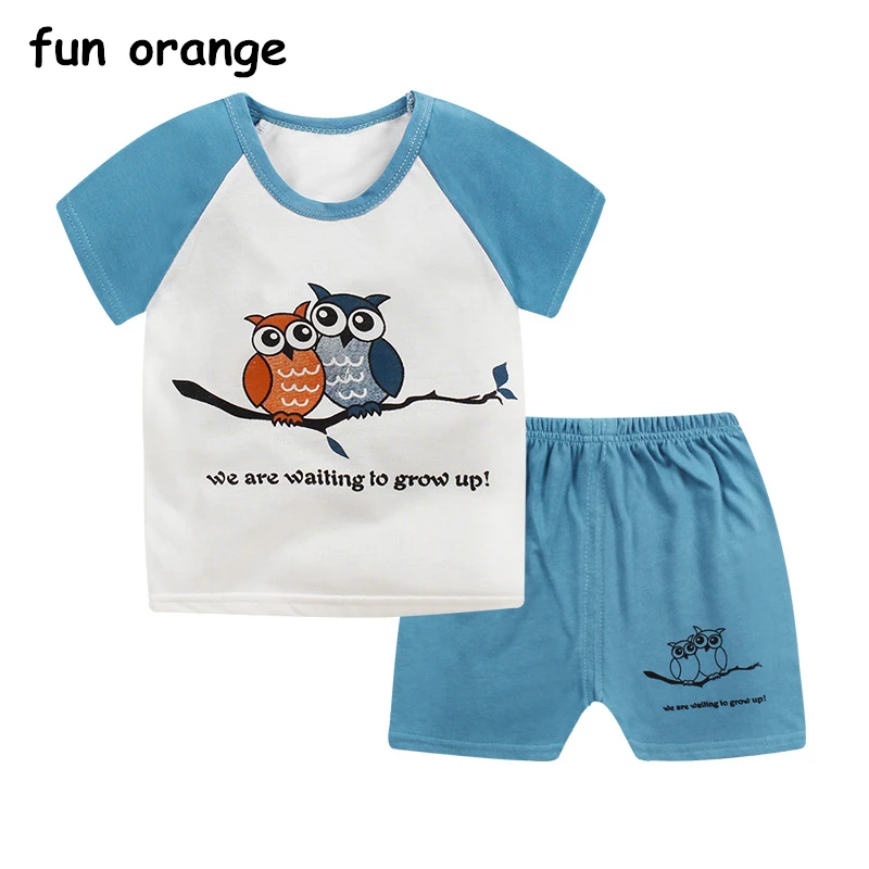 

Fun Orange Kids Clothes Set Boys Summer Clothes Toddler Clothing Baby Boy Girls t-shirt Set Summer Pajamas for Toddler