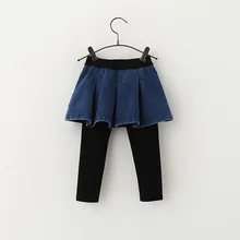 Новая стильная юбка-брюки на весну и осень, модные милые леггинсы для маленьких девочек, детские красивые штаны с вышивкой, леггинсы