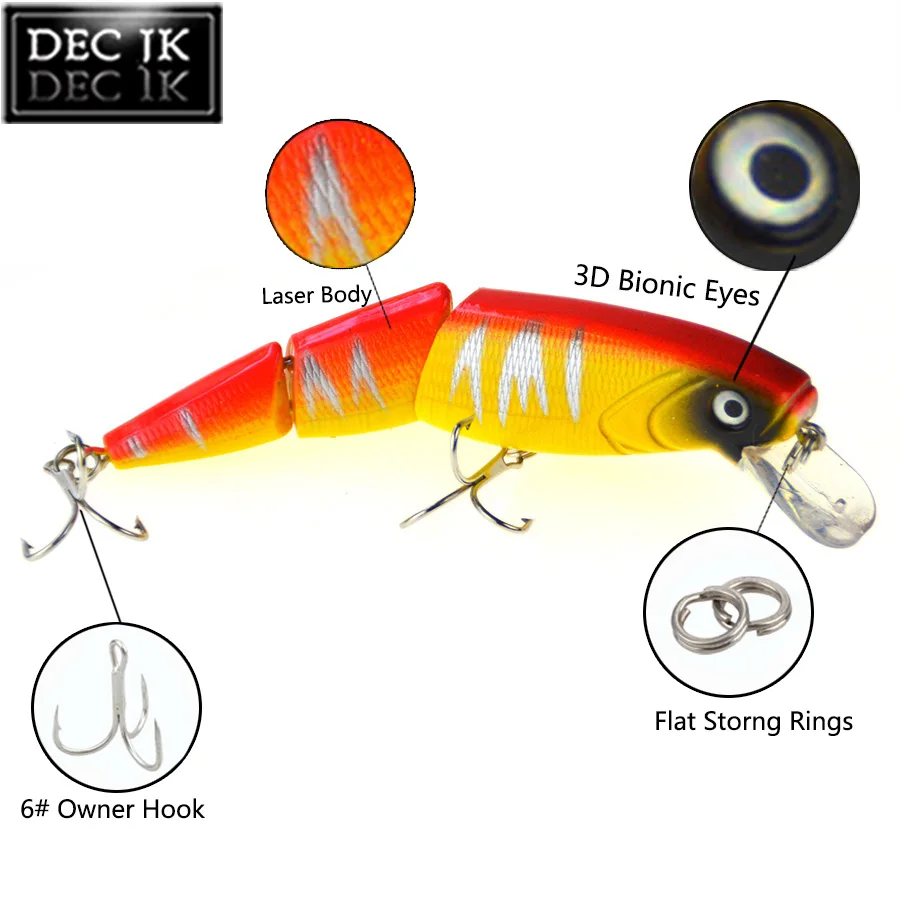 1PCS Minnow Artificial Bait For Sea Fishing Wobblers Lifelike Fishing Lure 3 Segment Trolling With Hooks  Wobbler Hard Bait (9)