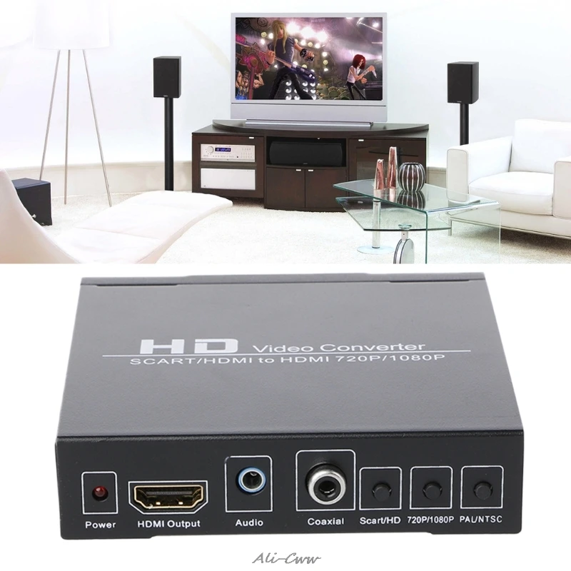 

SCART+HDMI To HDMI HD Video Converter Box 720P 1080P 3.5mm Coaxial Audio Out