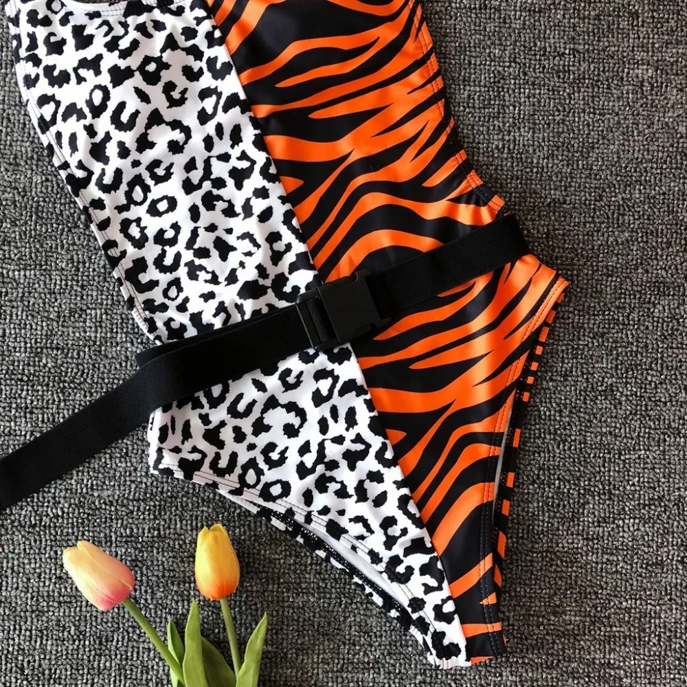 2019 women's swimsuit leopard stitching beach bikini set summer sexy swimsuit push up comfortable bikinis mujer brasile a 40 (18)